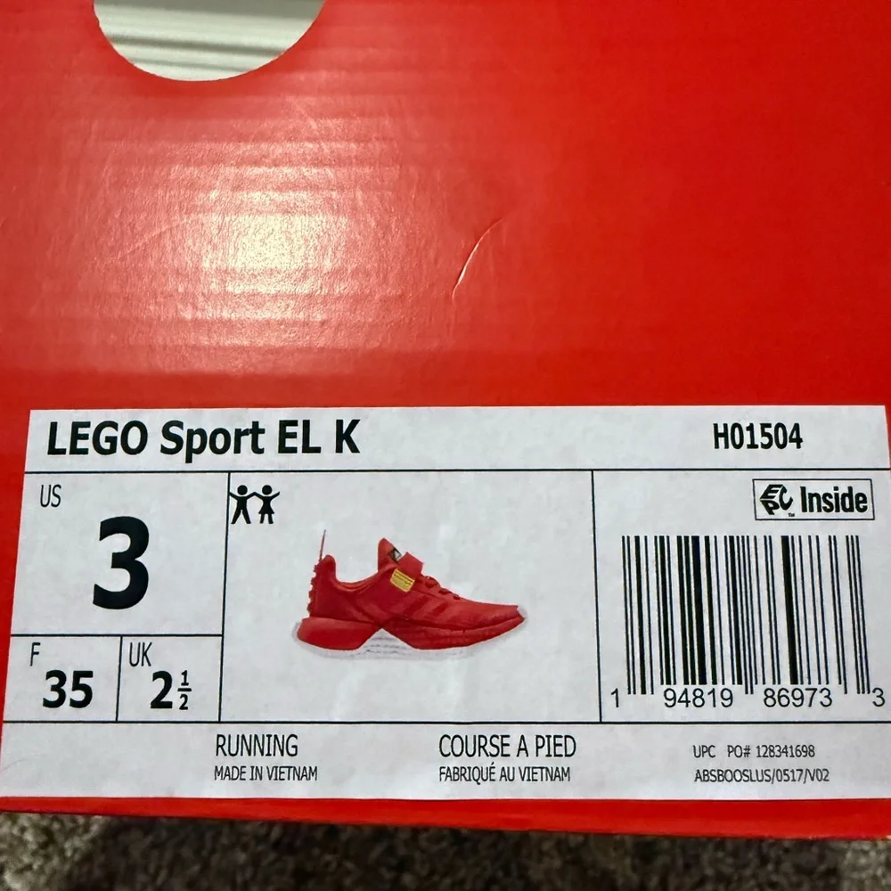 Lego Adidas Kids Size 3 New In Box - Picture 2 of 5
